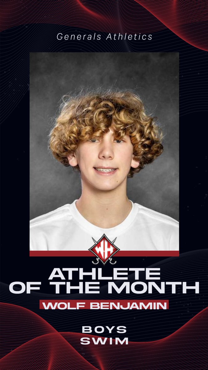 Junior Swimmer Wolf Benjamin, is our Male Athlete of the Month. Wolf won his first high school individual race in the 100 freestyle earlier this week in a meet vs Spartanburg and Gaffney. Congrats Wolf!