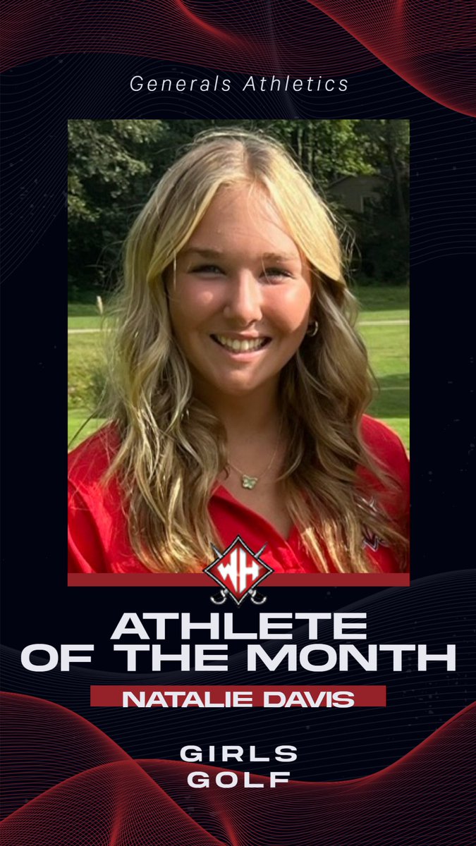 Junior, Natalie Davis,  is our Female Athlete of the Month. Natalie was a key contributor to the Lady Generals finishing 8th out of 17 teams at the Lady Rebel invitational and to the team's region win over Gaffney. Great job Natalie!