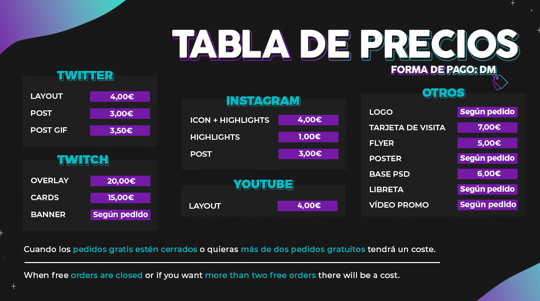 𝐏𝐀𝐂𝐊𝐀𝐆𝐄𝐒.
     - 𝘪𝘯𝘧𝘰 𝘰 𝘰𝘵𝘳𝘰𝘴 𝘱𝘦𝘥𝘪𝘥𝘰𝘴: 𝘥𝘮 📩.