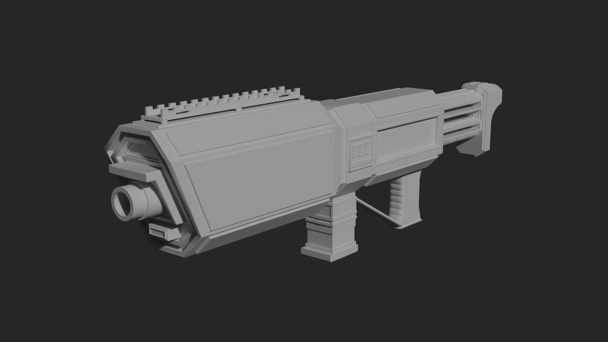 I have been trying to improve my hard surface modelling in Blender recently and feel like I'm getting better, especially compared to my efforts from my previous games 😅 This is a #workinprogress sci-fi themed gun, just for the fun of making one!!   #3dmodeling #Blender #ROBLOX