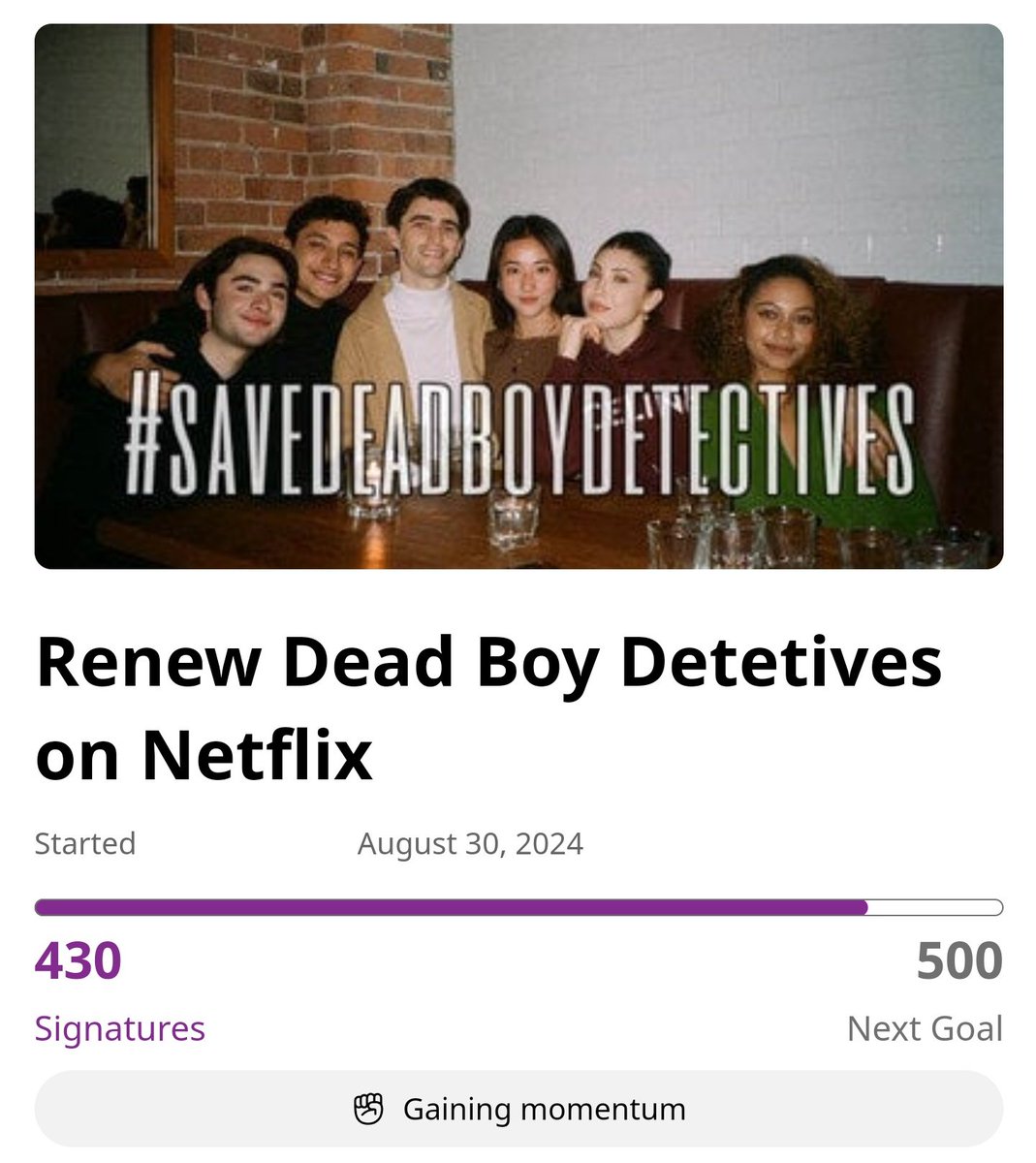 FafalRaeLynn's tweet image. LOOK AT OUR PROGRESS. LETS KEEP GOING #SaveDeadBoyDetectives #DeadBoyDetectives #RenewDeadBoyDetectives