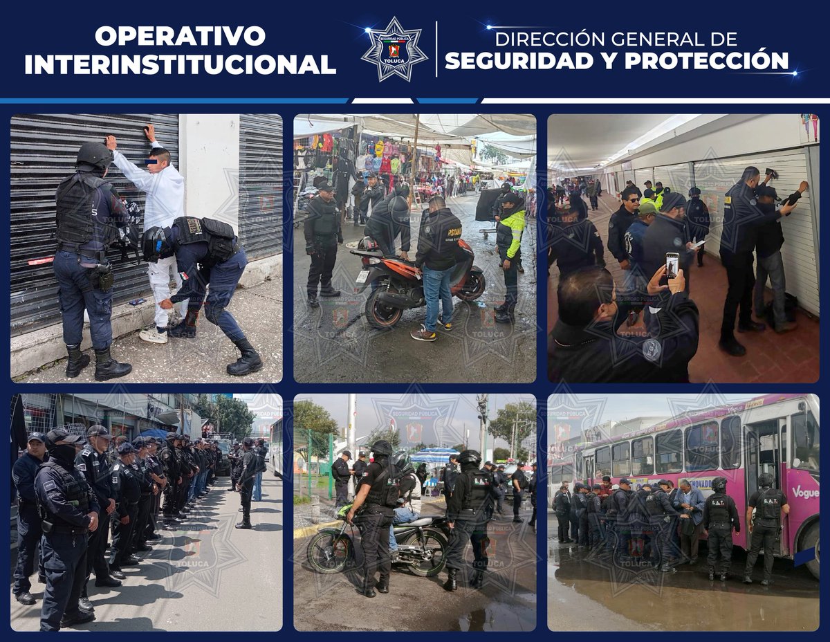 DIRECCIÓN GENERAL SEGURIDAD Y PROTECCIÓN DE TOLUCA (@seguridadtol) on Twitter photo La #PolicíaMunicipal de Toluca en conjunto con la SSEM y la FGJEM implementaron un operativo interinstitucional en la zona de la Terminal-Mercado Juárez, el cual tiene como objetivo reforzar la vigilancia y seguridad, así como prevenir la comisión de delitos y/o faltas admvas. La #PolicíaMunicipal de Toluca en conjunto con la SSEM y la FGJEM implementaron un operativo interinstitucional en la zona de la Terminal-Mercado Juárez, el cual tiene como objetivo reforzar la vigilancia y seguridad, así como prevenir la comisión de delitos y/o faltas admvas.