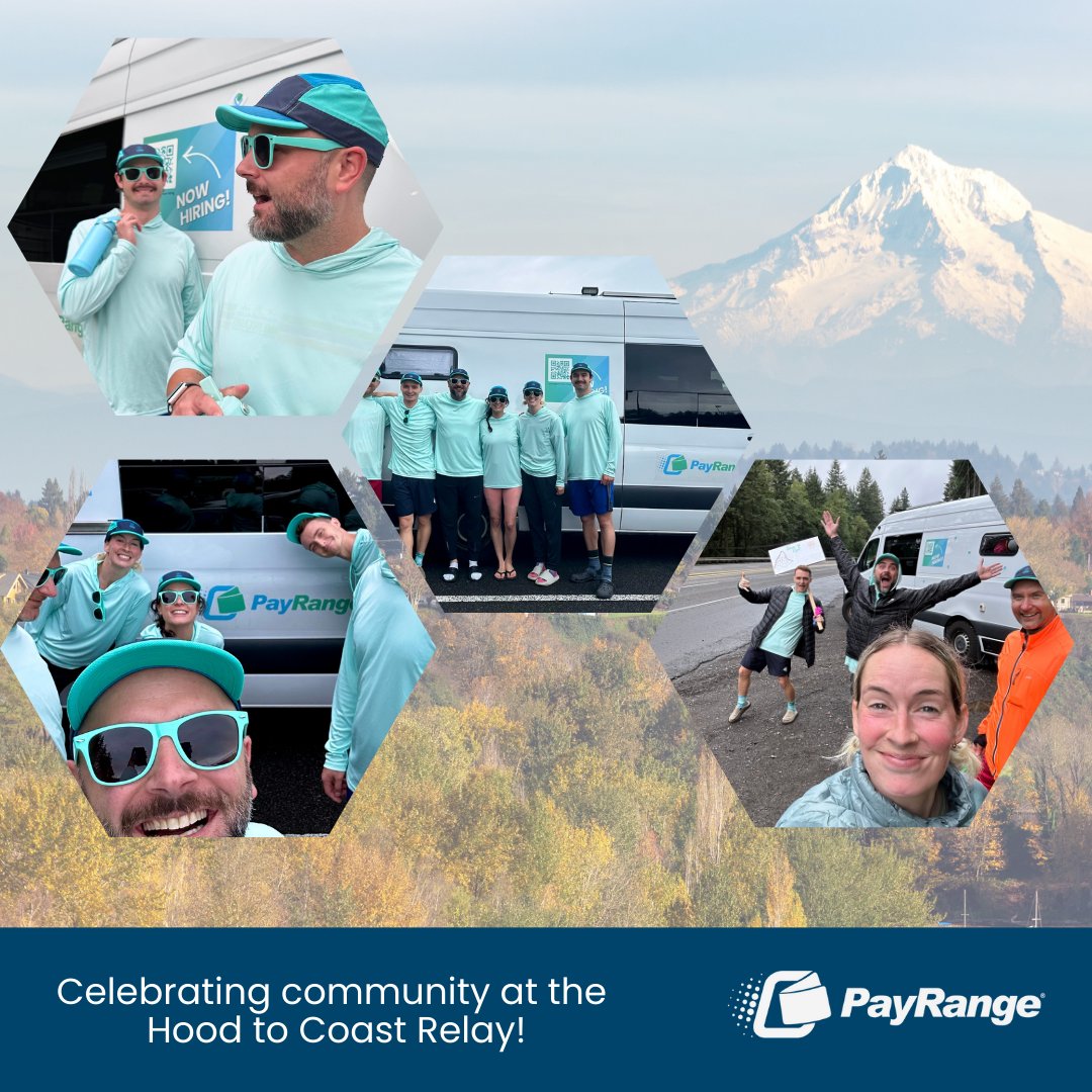 Celebrating our amazing PayRange team and friends going the extra mile—literally! They took on the Hood to Coast relay, right in our HQ's backyard at Oregon's highest peak! 🌄 

We're so proud of our team for getting out there and representing PayRange. 💙 

#HoodToCoast