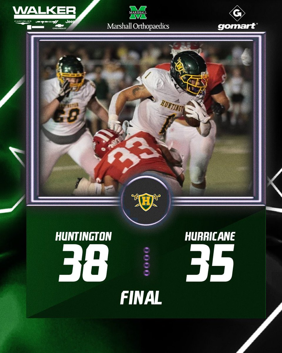 haus_media's tweet photo. 🚨Final 🚨

38-35 Huntington over Hurricane in a great game to kick off the season by two top teams!

Presented by: @WalkerChevy , @MUHealthOrtho , @GoMartStores 

📸 Photo Credit: Jack Rose JR https://t.co/FpTruL8huD
