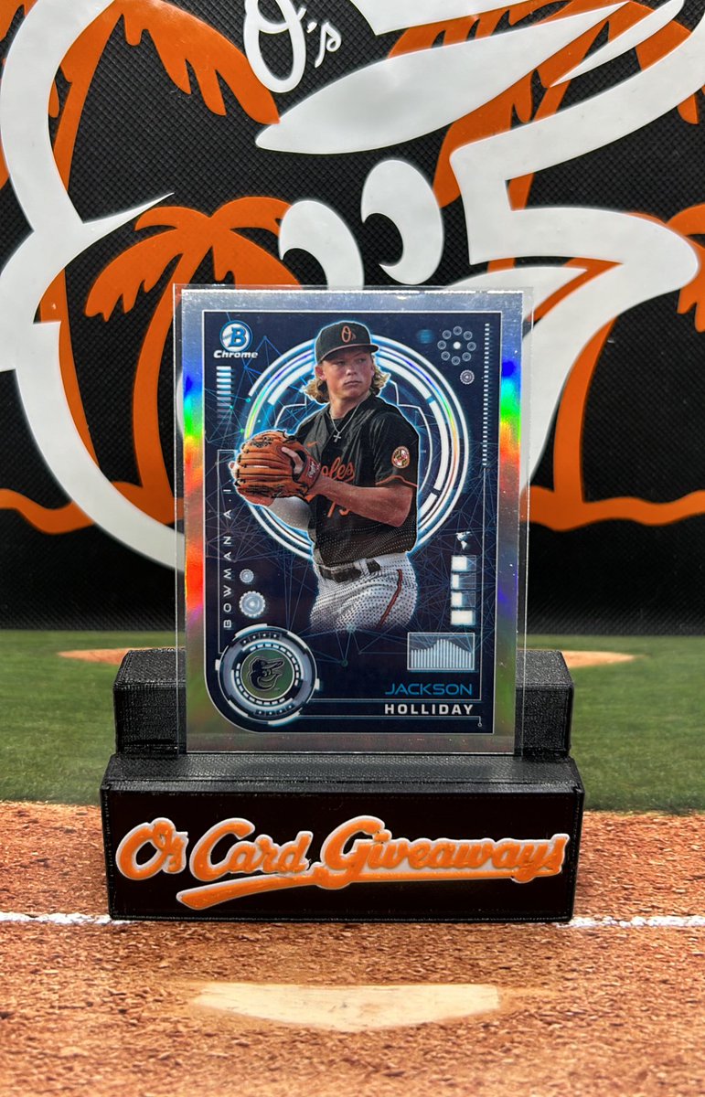 OsCardGiveAways's tweet image. ORIOLES WIN!!! Like retweet and follow! I’ll select one lucky follower to win this Jackson Holliday card during the game tomorrow! #Birdland
