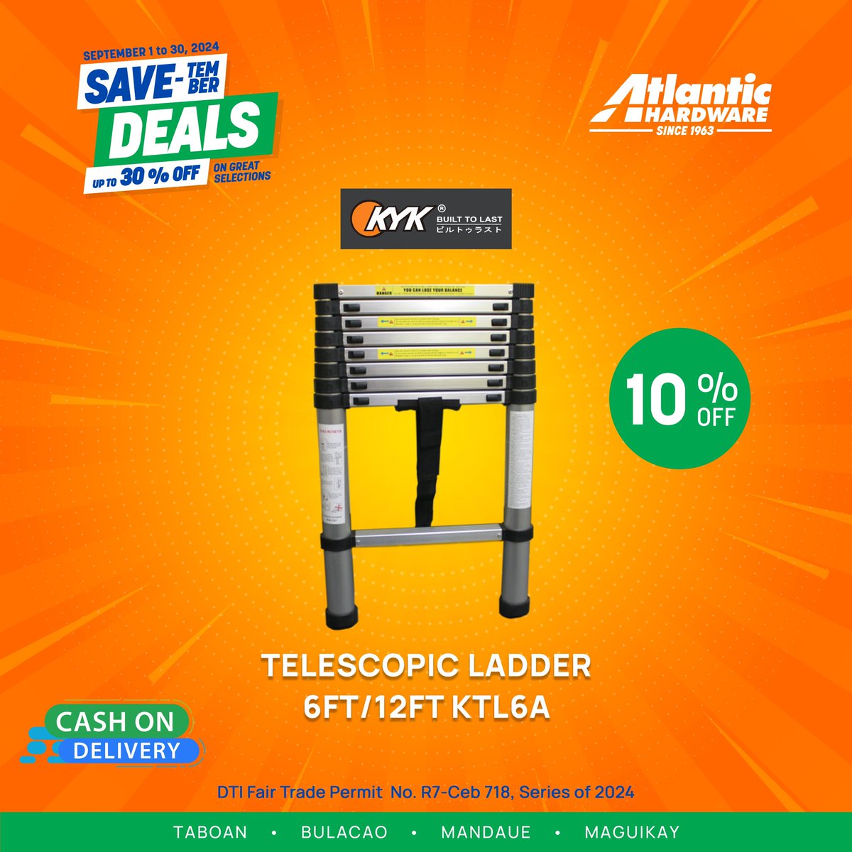 Mga Ka-Atlantic! 
Now that September is here, #AtlanticHardware introduces you to our SAVE-tember Deals! 😱😱 
With up to 30% off on great selections.🤩😍

Promo runs from September 1-30, 2024.
What are you waiting for? Visit Us Now!💙
