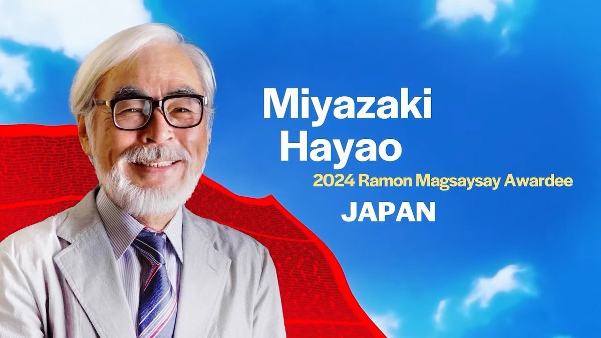rapplerdotcom's tweet photo. Japanese filmmaker and Studio Ghibli founder Hayao Miyazaki is announced as one of the 2024 Ramon Magsaysay awardees.📸: Ramon Magsaysay Foundation

Story to follow on https://t.co/jH4mzsxC9s. https://t.co/UpqNsg6cSG