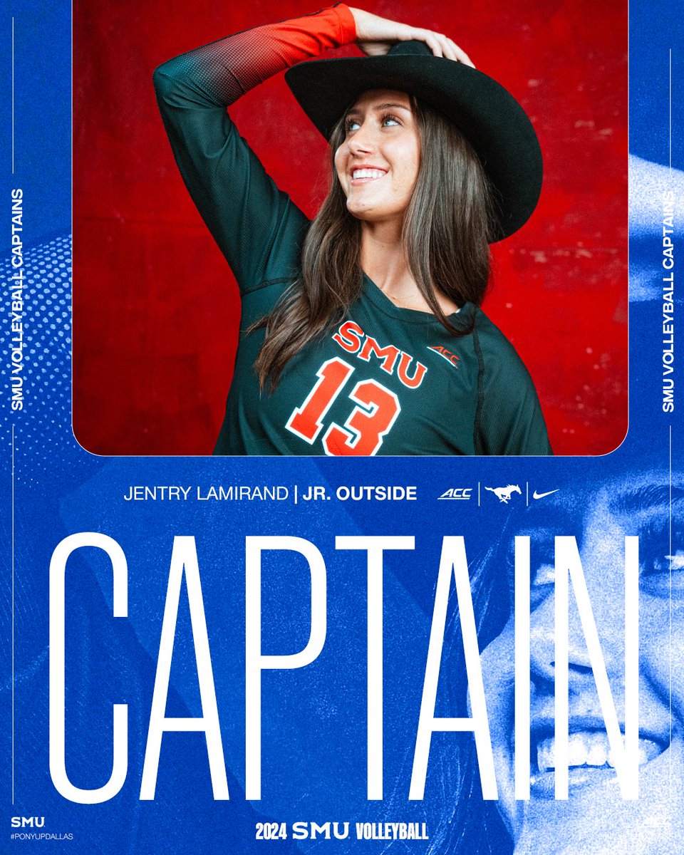 𝐘𝐨𝐮𝐫 𝟐𝟎𝟐𝟒 𝐜𝐚𝐩𝐭𝐚𝐢𝐧𝐬 👯‍♀️👯‍♀️

Here are this year's captains selected to lead us into the our first ACC season. 

GR. Setter <a href="/celiacullen20/">Celia Cullen</a> 
GR. DS/Libero <a href="/elliebolt16/">Ellie Bolton</a> 
SR. Outside <a href="/jamison_wheeler/">Jamison Wheeler</a> 
JR. Outside <a href="/LamirandJentry/">jentry lamirand</a> 

#PonyUp | <a href="/SMUMustangs/">SMU Athletics</a>