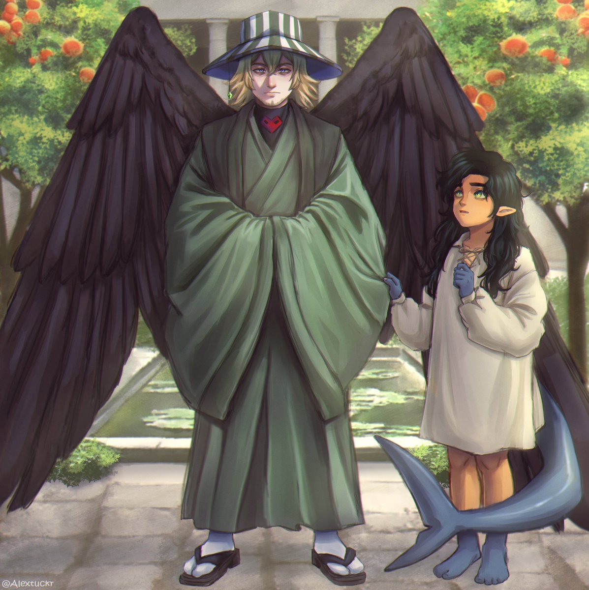 Zoovannah's tweet photo. @AlexTuckr Arc 2: I Know Better: After an unexpected rescue, Foosh is thrust into learning under the great Angel of Death- not that he knows who Phi/za is...
#ProjectGoldfishAU 
#TheUndying 💛💚
Song inspiration: https://t.co/FEszJvmsYC
Official Art by the Lovely @AlexTuckr https://t.co/TaAMRBvD9l