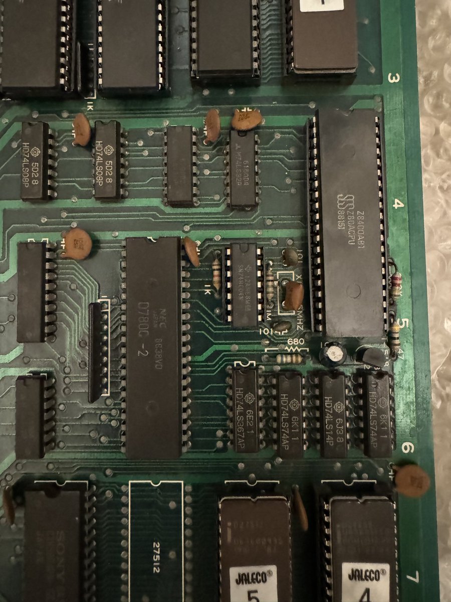 Friend sent me his Psychic 5 without sound. Some years ago I already repaired it , an YM2203 was faulty, this time z80 was not properly reset and there was no clock. Turned out to be the 74HC04@5c
Beware that a 74LS04 will not work as the clock will not have a proper square wave