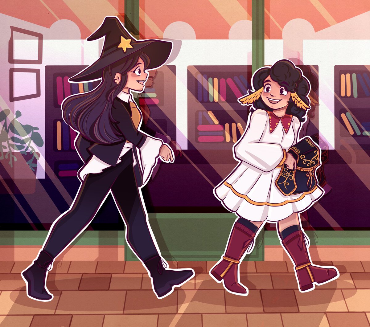 Paper_crown_v's tweet image. Here is my drawing of my witchsona with Cassandra the witch (@bysofia4rt ‘s character) "
#digitalart #oc #witchsona #procreate #digitalillustration #commisionsopen #uruguay