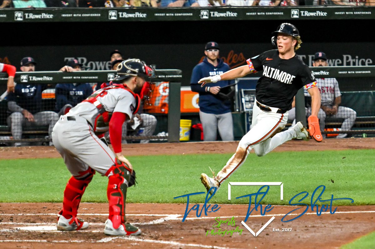Orioles vs Red Sox 8-16-24. Game shot from stands through the netting. Holliday’s first career Triple! © Take The Shot Sports Photography, MLB. Feel free to tag people you know,but do not crop or alter in any other way. #taketheshotsports #opacy #MLB #baseball #holliday #orioles
