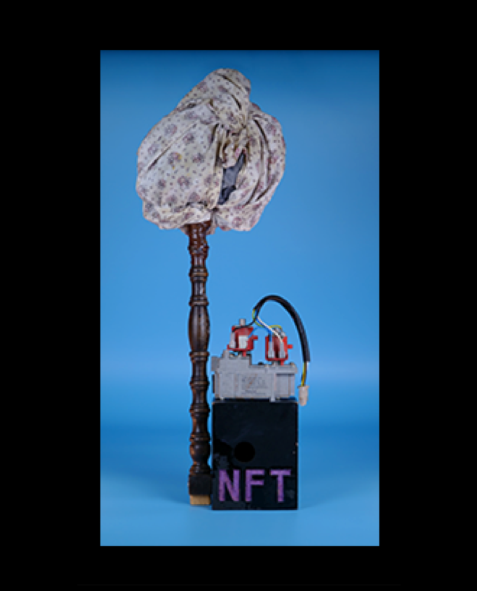 KitStokoe's tweet photo. Low-Res Ordinal #8
Subtitle: Non-Fungible Object (Rag on a Stick)
Derivative Art is all we are left with. We have milked dry the world of design language. Art is now a parody of itself, and I showcase this parody on the blockchain as a tribute to Postmodernism through the Satirical tokenisation of its features.