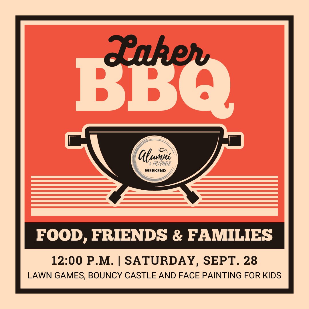 GLCHS's tweet image. 🍔🎉 Join us for the Laker BBQ on Saturday, Sept 28, from 12-2 PM during Alumni &amp;amp; Friends Weekend! Enjoy delicious BBQ, a bouncy castle, clown entertainment, face painting, lawn games, and more—fun for all ages! Free event. Details: bit.ly/AlumniWkd2024 #GLAlumni