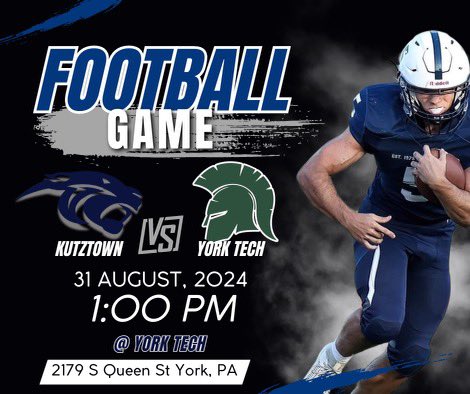 Join us tomorrow as we take on York Tech
#kutztown #football #kutztoencougarfootball #thisishsfootball