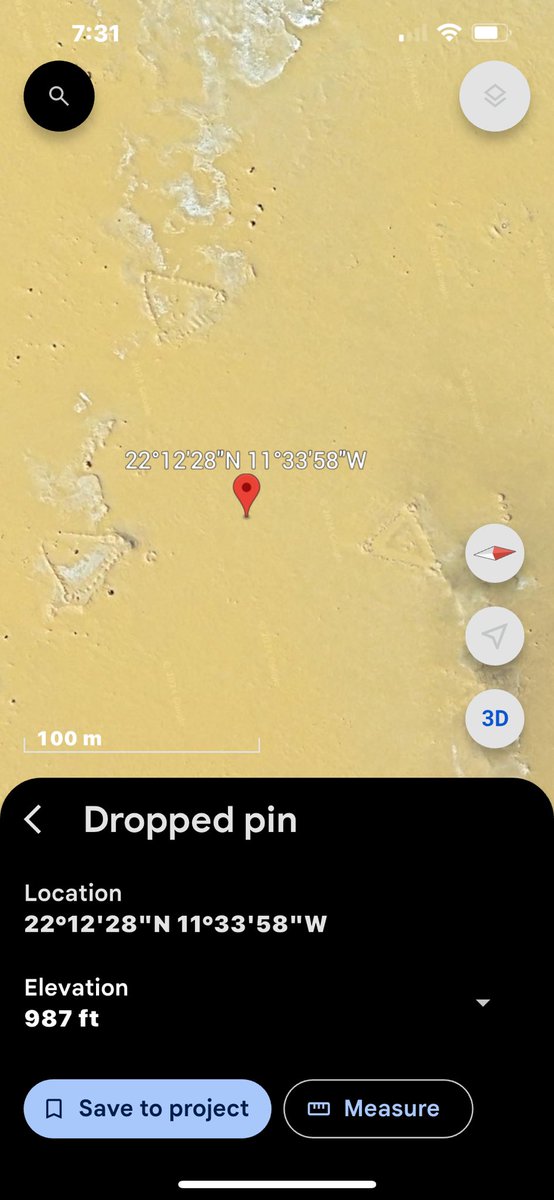 ChrisconceptArt's tweet photo. @Raksha_Digs hello, I found something on google earth, I would like some info on it , if any exist. The triangle formation of the structures are intriguing. 

22°12'28"N 11°33'58"W https://t.co/ZSCiOit9rP