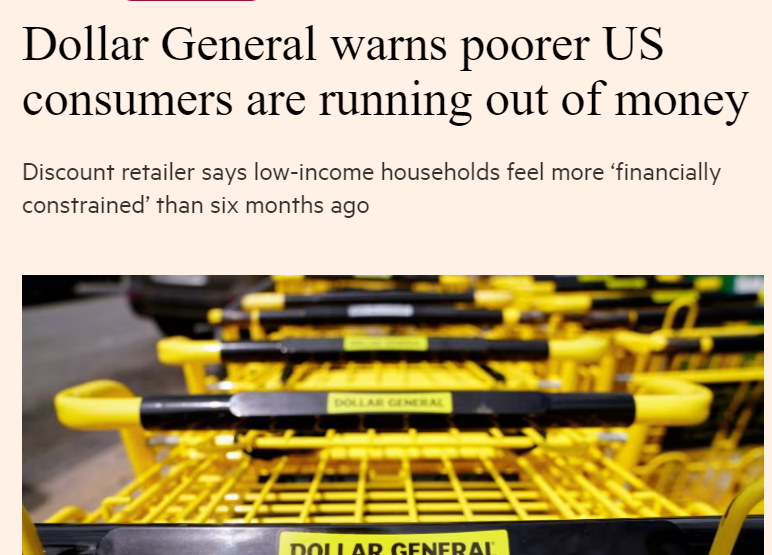 The dollar store is saying that their customer base doesn't have enough money