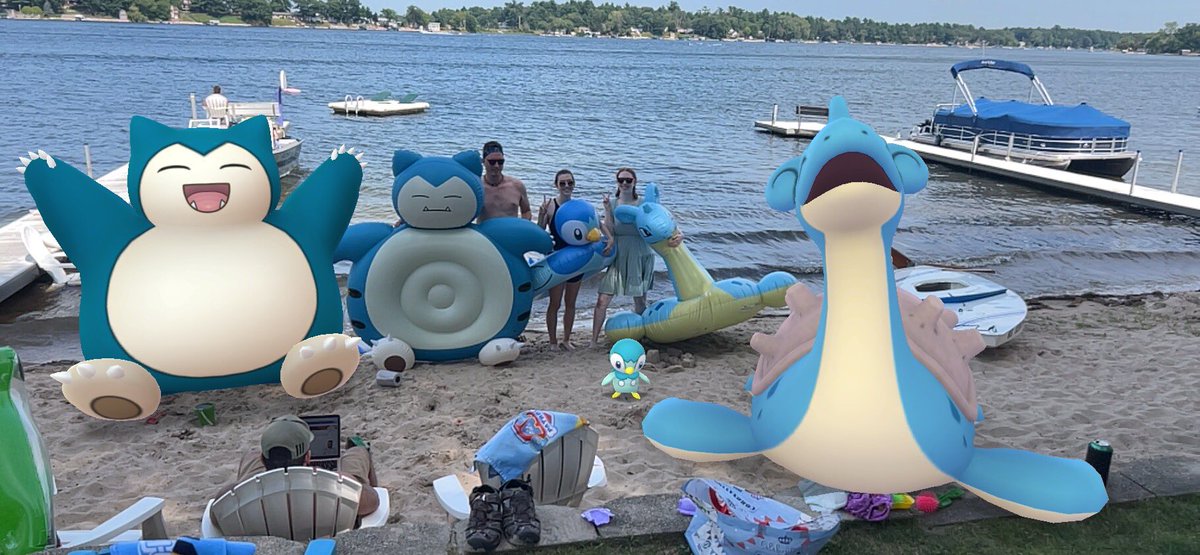 dj_dewain's tweet photo. @PokemonGoApp Had a blast using AR so our #PokemonGo friends could meet their floatie counterparts! @KaylaOfWendt @wendtkendra #GOsnapshot https://t.co/FqTtEeDvGJ