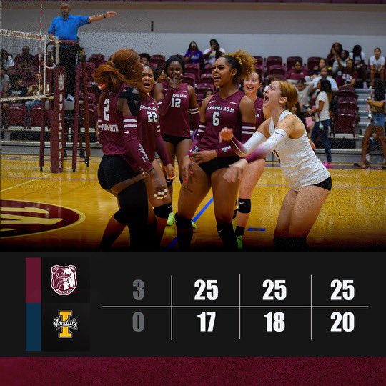 AlabamaAmvb's tweet photo. Proud of our Alabama A&M women's volleyball team for their incredible win against Idaho at the Betty Austin Invitational! Your hard work and determination truly shined on the court today. Let's keep this momentum going! #AAMUVB #Victory #Teamwork 🐾 https://t.co/eXZMADjhBC