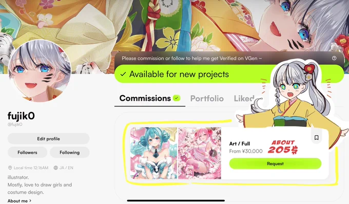 New Open on VGen I started VGen! I will do my best to draw it, so I am waiting for your request! The link is in the reply section. I'll be waiting~~! #VGenComm #VGenOpen