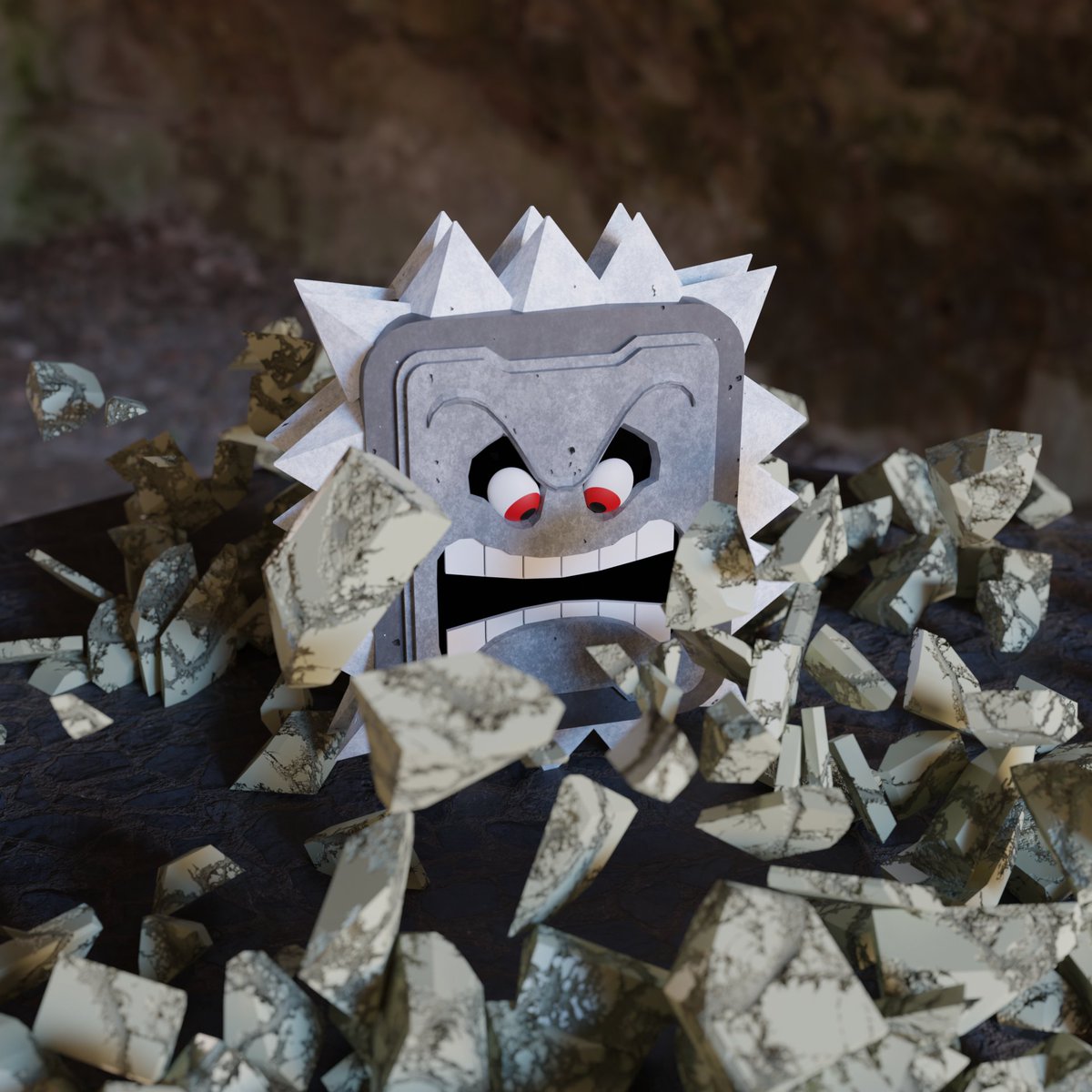 sapote_design's tweet image. ドッスン!!💥
#blender3d #マリオ #Thwomp