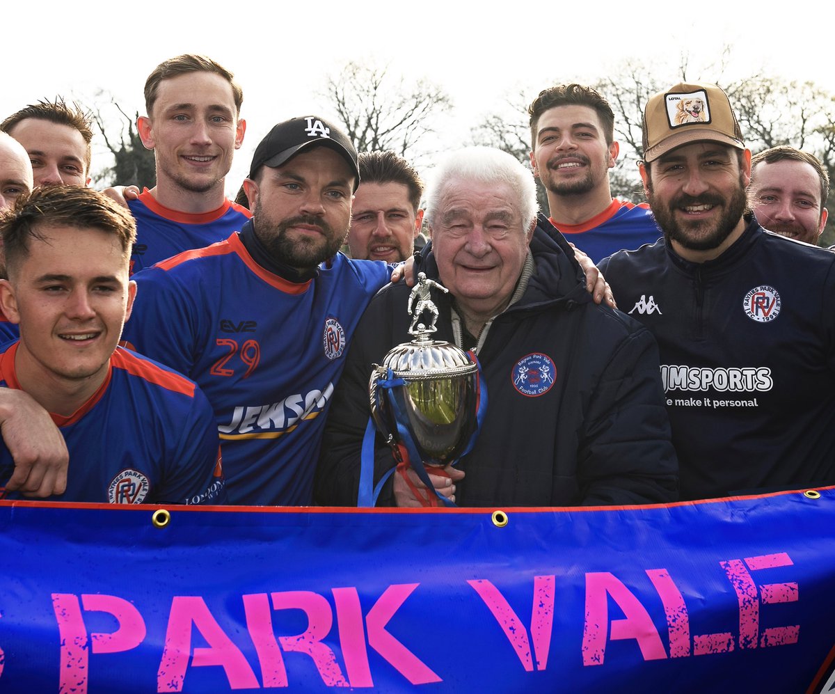 Raynes Park Vale club president Brian Biggs in April 2023 with the CCL Premier South Championship Trophy. An occasion that moved him to tears of joy and emotion.
Centre Back Reece Hannigan gave Biggsy his winners medal, a gesture that meant so much to Brian. The recent RPV success delighted Brian. He supported the Vale home and away. He will be hugely missed by all at the club.
Our Condolences to Brian’s family.
