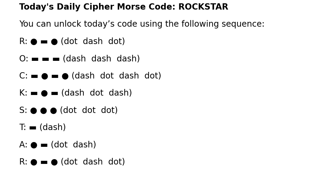 TsFinance77's tweet photo. Today’s Hamster Daily Cipher Morse Code, August 31, 2024
#hamster 
#HamsterKombat 
#HamsterCEO 
#Hamst https://t.co/Uf75G953ww