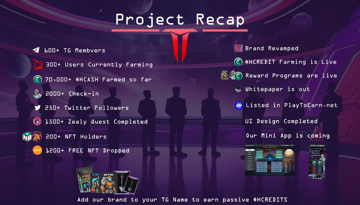 “ First steps that leads to big results ”

😊Here our Space Hunters project Recap 🫡

. Development is going great 😌 
. Team increased from 2 members to 4 members 🏁
. Project is working in some strategical relationships 

There is a lot of work behind all you see and think 💭