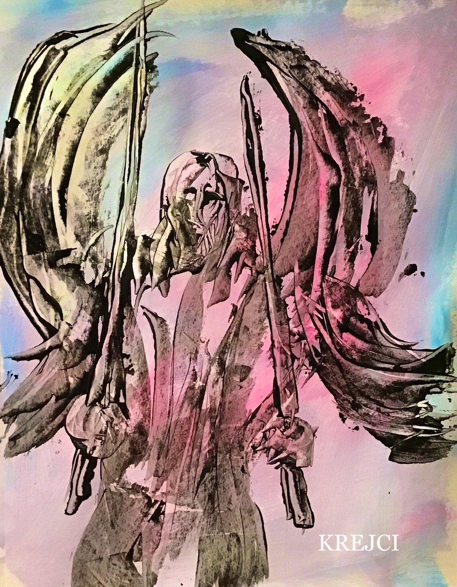 paintwithrick's tweet image. Random Art by KREJCI #artist #originalart #knifework #krejci