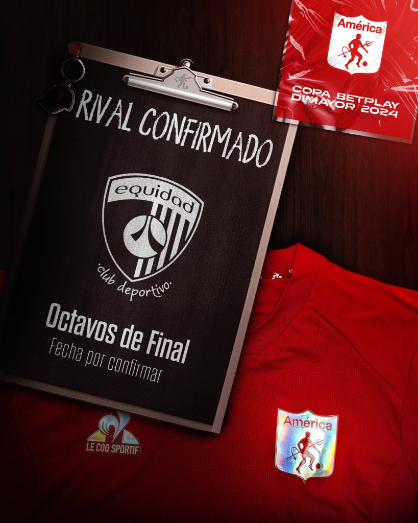 AmericadeCali's tweet photo. 🇦🇹 ¡𝗥𝗶𝘃𝗮𝗹 𝗰𝗼𝗻𝗳𝗶𝗿𝗺𝗮𝗱𝗼! Enfrentaremos a @Equidadfutbol en los octavos de final de la Copa BetPlay DIMAYOR 2024. 🏆

🏟️ Iniciaremos la llave en condición de local. https://t.co/F216grJ662