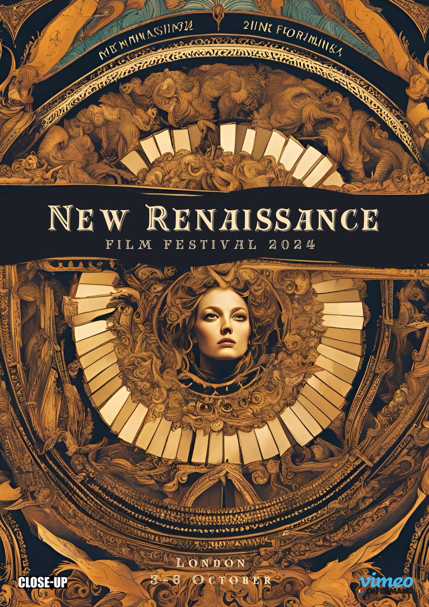 New Renaissance Film Festival London 2024. 
Edition 9—The Golden Age—Sponsored by SAPHIRA Group CEO, Katie Patridge. 
3-6 October. 80 of the hottest 🔥 indie films from the UK and abroad will compete for a wide range of awards, including a £2.5k prize fund for Emerging Talent.
