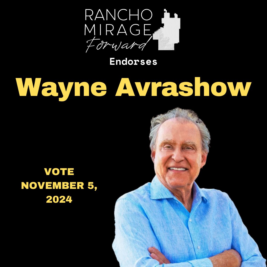 Honored to have the endorsement of Rancho Mirage Forward a great group that advocates for important issues including a more transparent local government. 

I’m disappointed that BOTH INCUMBENTS on the ballot failed to respond to this group’s questionnaire.