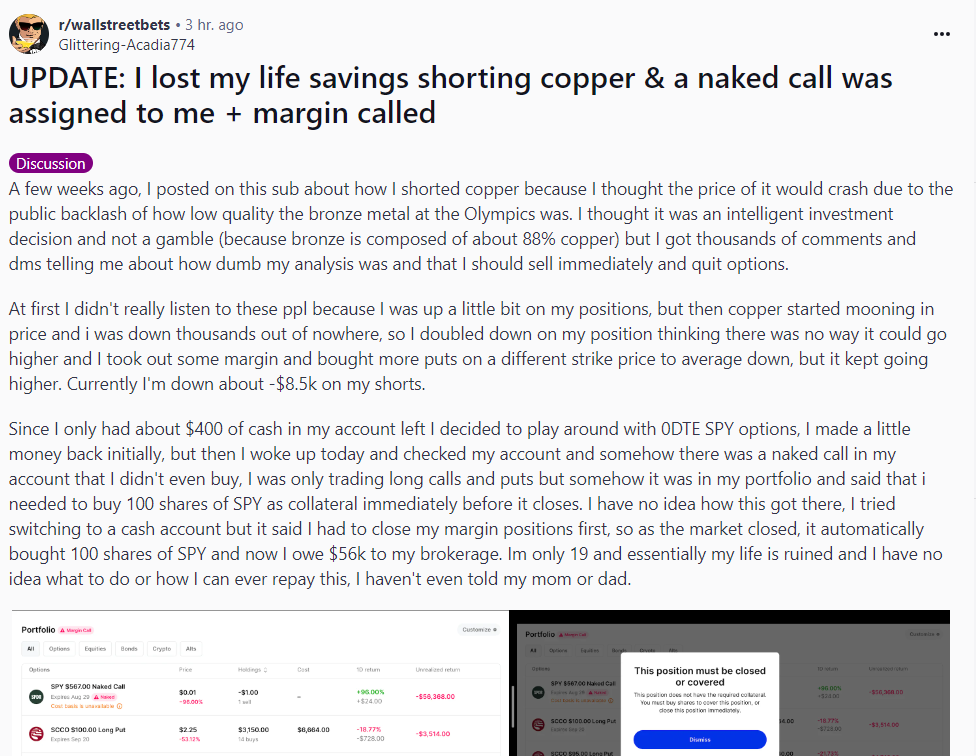 SwannMarcus89's tweet photo. A 19 year old on Wall Street Bets lost all his money after he shorted copper because people didn't like how the bronze medals at the Olympics looked and he figured this would crush the copper market since bronze is 88% copper https://t.co/I5U16ZdaQa