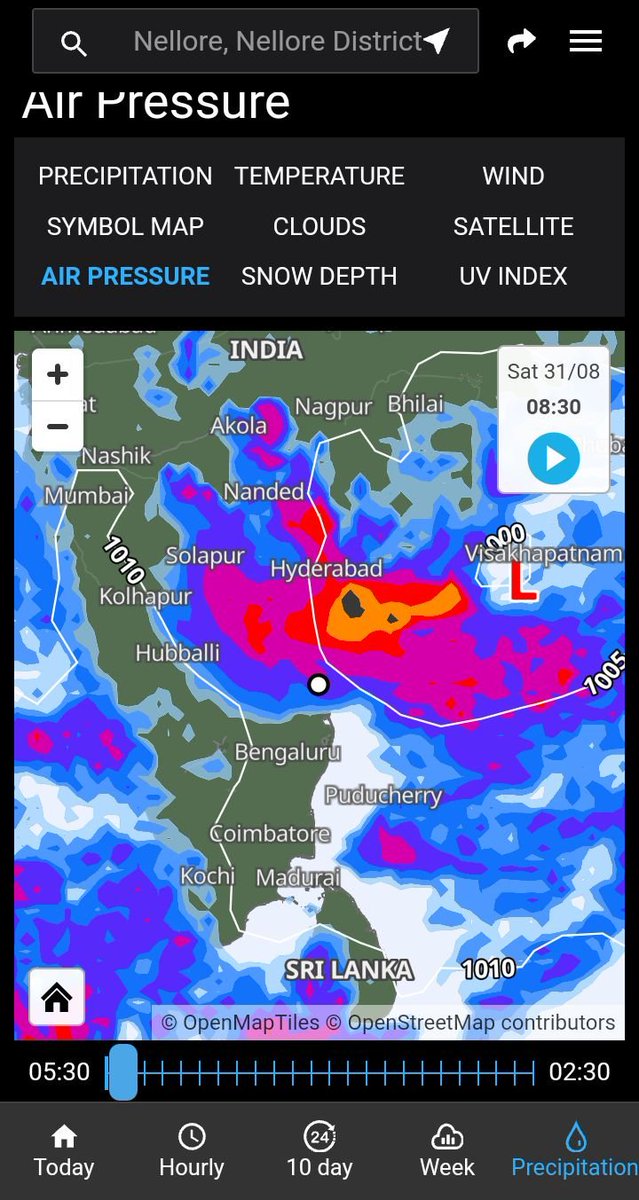 ravurihp's tweet image. బంగాళాఖాతంలో ఏర్పడిన అల్పపీడనం వలన అంధ్రప్రదేశ్ లో ప్రస్తుత వాతావరణం.
రాగల 24 గంటలలో ప్రకాశం నుంచి ఉత్తరాంధ్ర జిల్లాల వరకు విస్తృతంగా వర్షాలు..
#weatherF
foreca.com/weathermap/air…