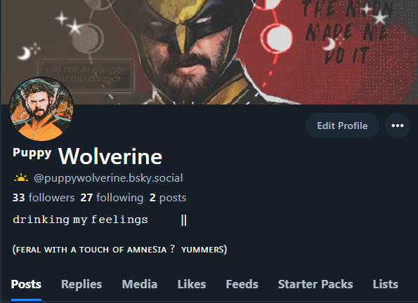 PuppyWolverine's tweet photo. // BLUESKY https://t.co/p6w01F7uA9