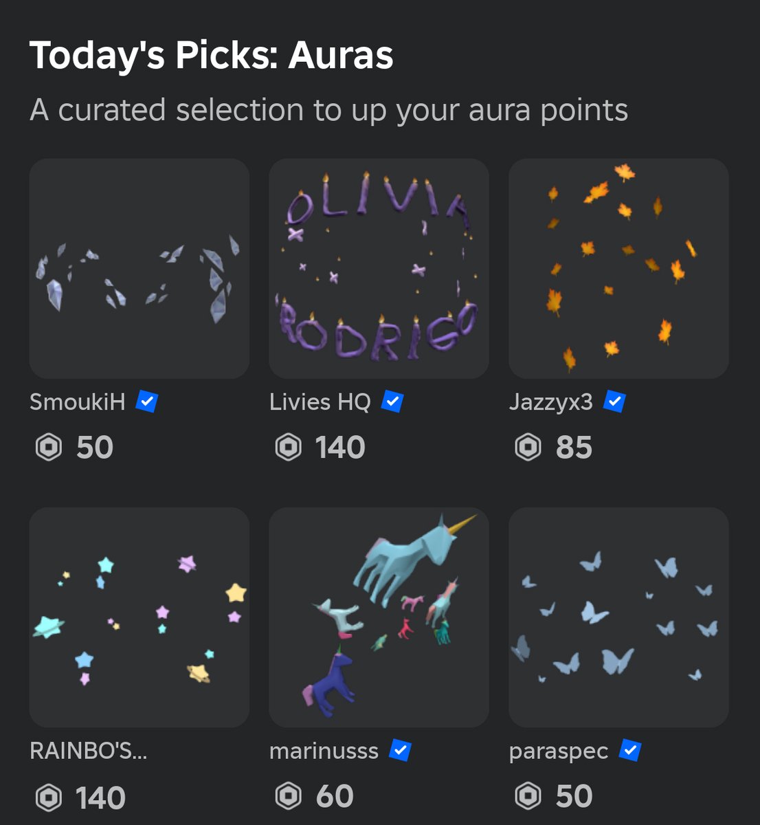 rblx_picks (@rblx_picks) on Twitter photo #Roblox is going for ♾️ #aura points with #TodaysPicks. #RobloxUGC auras from <a href="/LiviesHQ/">olivia’s livies 💋</a>, <a href="/Jazzyxthree/">Jaz 🌸</a>, <a href="/RbxGio/">Xivaksa</a>, <a href="/Ellzd_/">Emily</a>, <a href="/CaioAlbarnBR/">Caio Cabral 🇧🇷 🔴⚫</a>, <a href="/_Nezko/">Nezko</a>, @martin_rblx2, <a href="/Ramonfrar/">Ramon Freitas</a>, <a href="/Anonymous1239_/">Anonymous1239</a>, <a href="/smoukidev/">Smouki</a>, <a href="/paraspec/">paraspec</a> and marinusss. #Roblox is going for ♾️ #aura points with #TodaysPicks. #RobloxUGC auras from <a href="/LiviesHQ/">olivia’s livies 💋</a>, <a href="/Jazzyxthree/">Jaz 🌸</a>, <a href="/RbxGio/">Xivaksa</a>, <a href="/Ellzd_/">Emily</a>, <a href="/CaioAlbarnBR/">Caio Cabral 🇧🇷 🔴⚫</a>, <a href="/_Nezko/">Nezko</a>, @martin_rblx2, <a href="/Ramonfrar/">Ramon Freitas</a>, <a href="/Anonymous1239_/">Anonymous1239</a>, <a href="/smoukidev/">Smouki</a>, <a href="/paraspec/">paraspec</a> and marinusss.