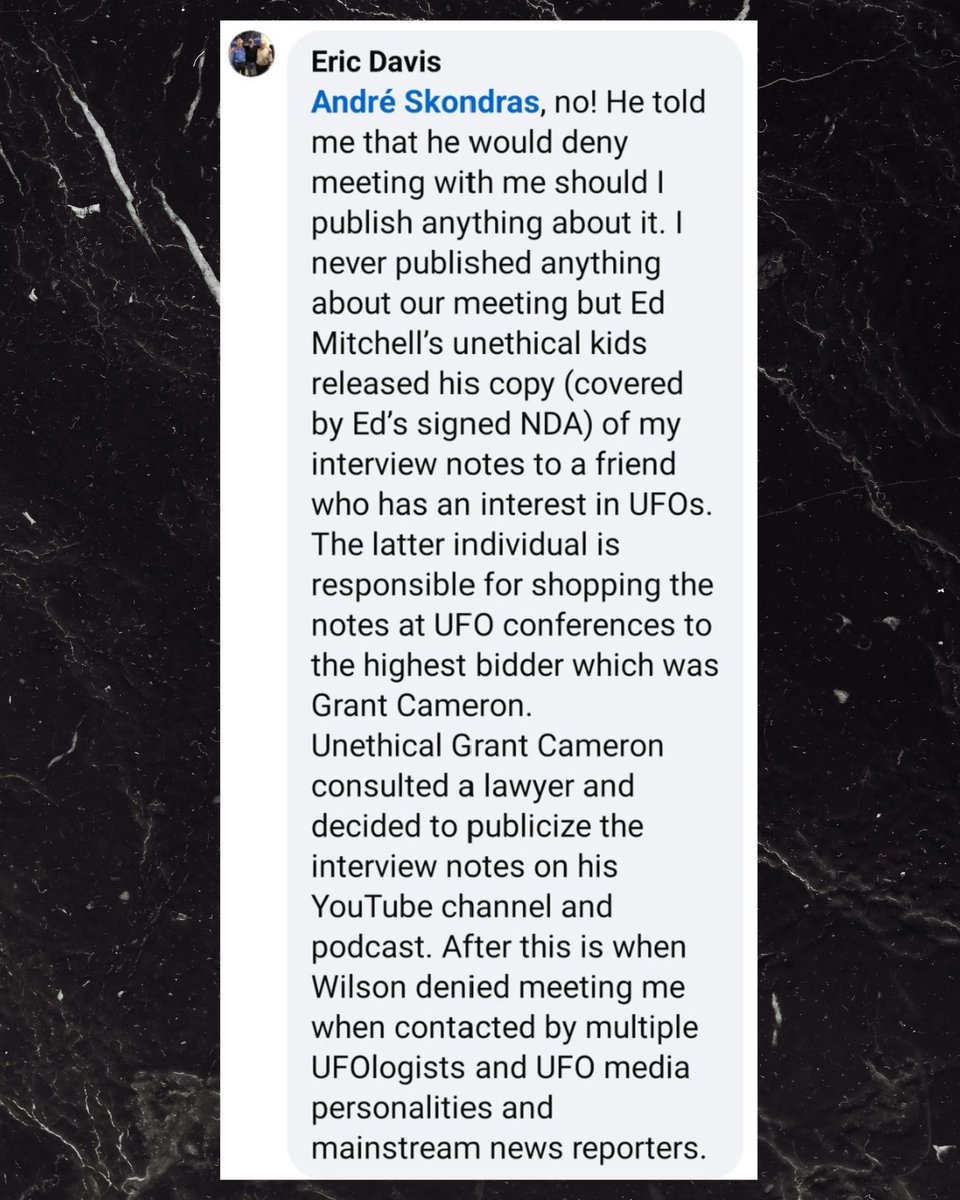 RedPandaKoala's tweet image. “I never published anything about our meeting but Edgar’s Mitchell’s unethical kids released his copy of my notes.”

Did Eric Davis just admit he wrote the Wilson Davis memo?