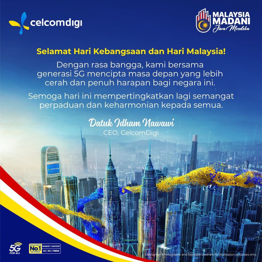Selamat Hari Merdeka kepada seluruh rakyat Malaysia daripada <a href="/celcomdigi/">CelcomDigi</a>