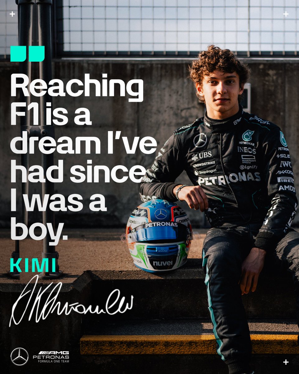 MercedesAMGF1's tweet image. A dream come true for Kimi ❤️