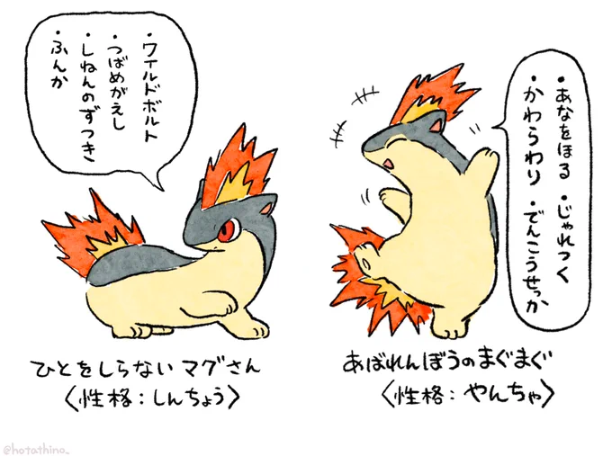 マグちゃんずチーム(6体+控え1体)の性格や証の組み合わせが見ていて楽しかったので… 