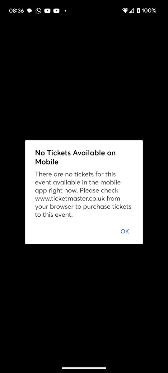 Apparently no more tickets via the mobile app.

This is getting silly now....

#Oasis25 #Ticketmaster