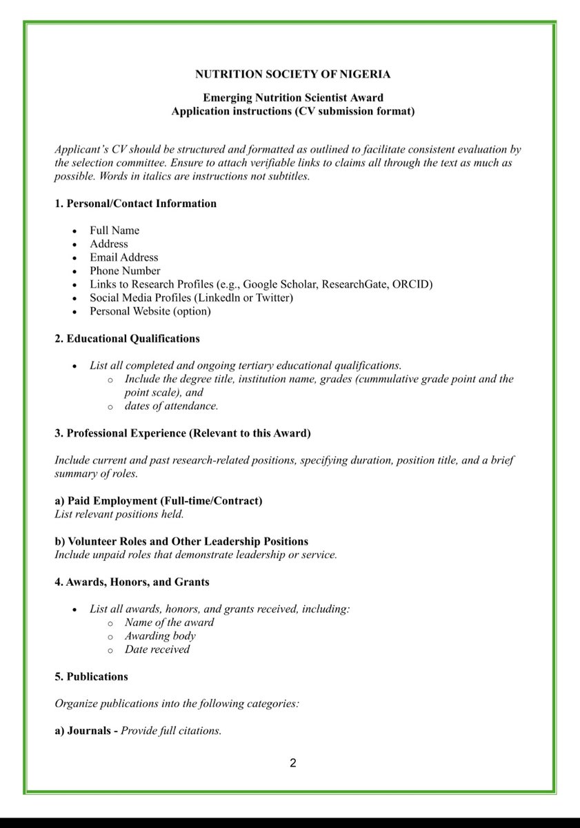 NDDI_Africa's tweet photo. The Emerging Nutrition Scientist Award 2024 is now open! 🚨
Calling all emerging nutrition scientists in Nigeria! Showcase your research and innovation for a chance to win this prestigious award. 🏆
Apply !!!

#Nutrition #Science #Awards #Research #NDDI #NutritionSocietyOfNigeria https://t.co/AVvdefuBkD