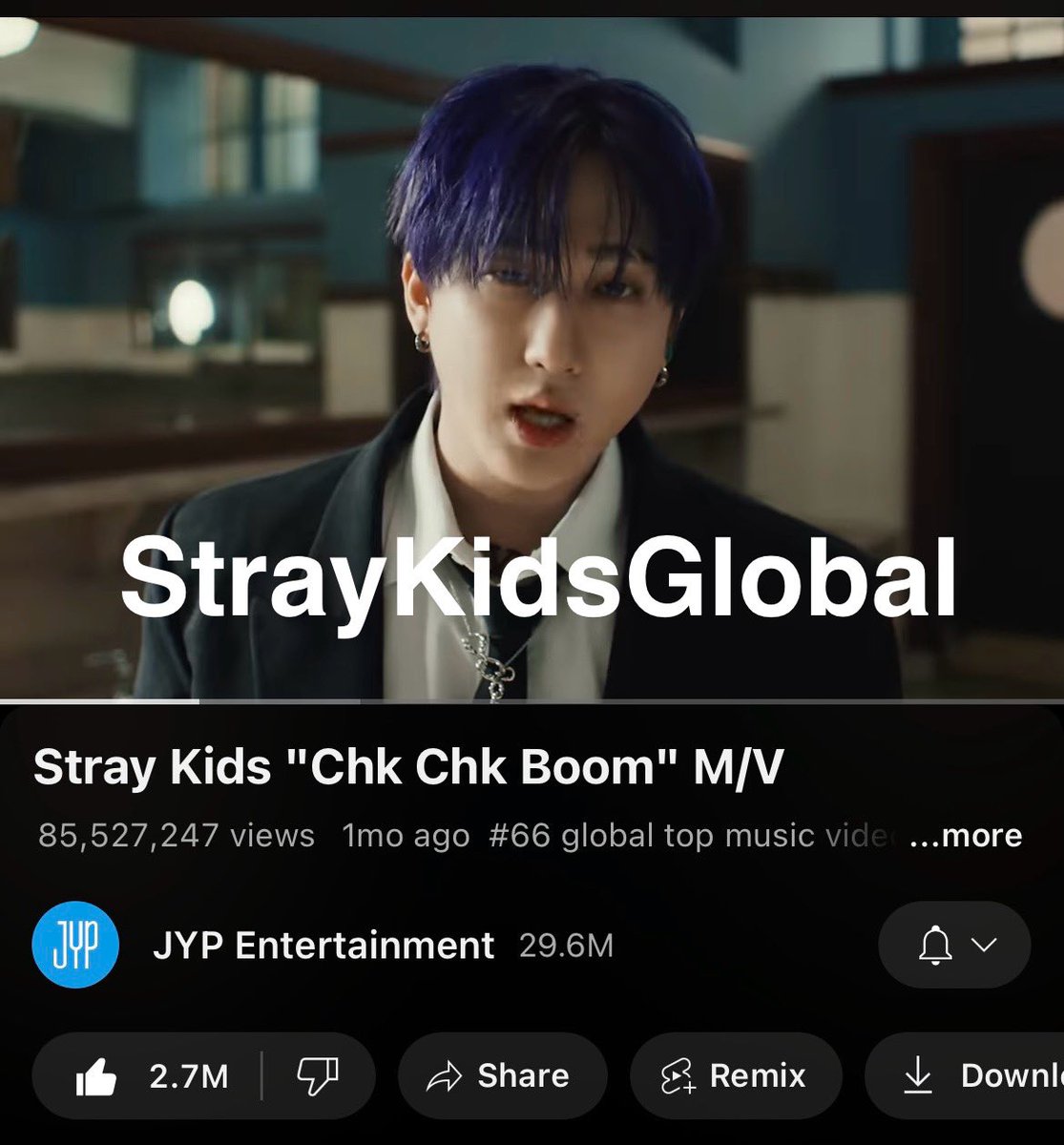 StrayKidsGlobal's tweet photo. [#Stream_ChkChkBoom]

STAY! Keep streaming #ChkChkBoom M/V! Let’s boost our streams, maintain the charts and hit more milestones!

💥 https://t.co/oqPdAMeXO4
💥 85,5 🔜 86M views 

@Stray_Kids #StrayKids
#스트레이키즈 #ATE https://t.co/Mbj5YJmbzd
