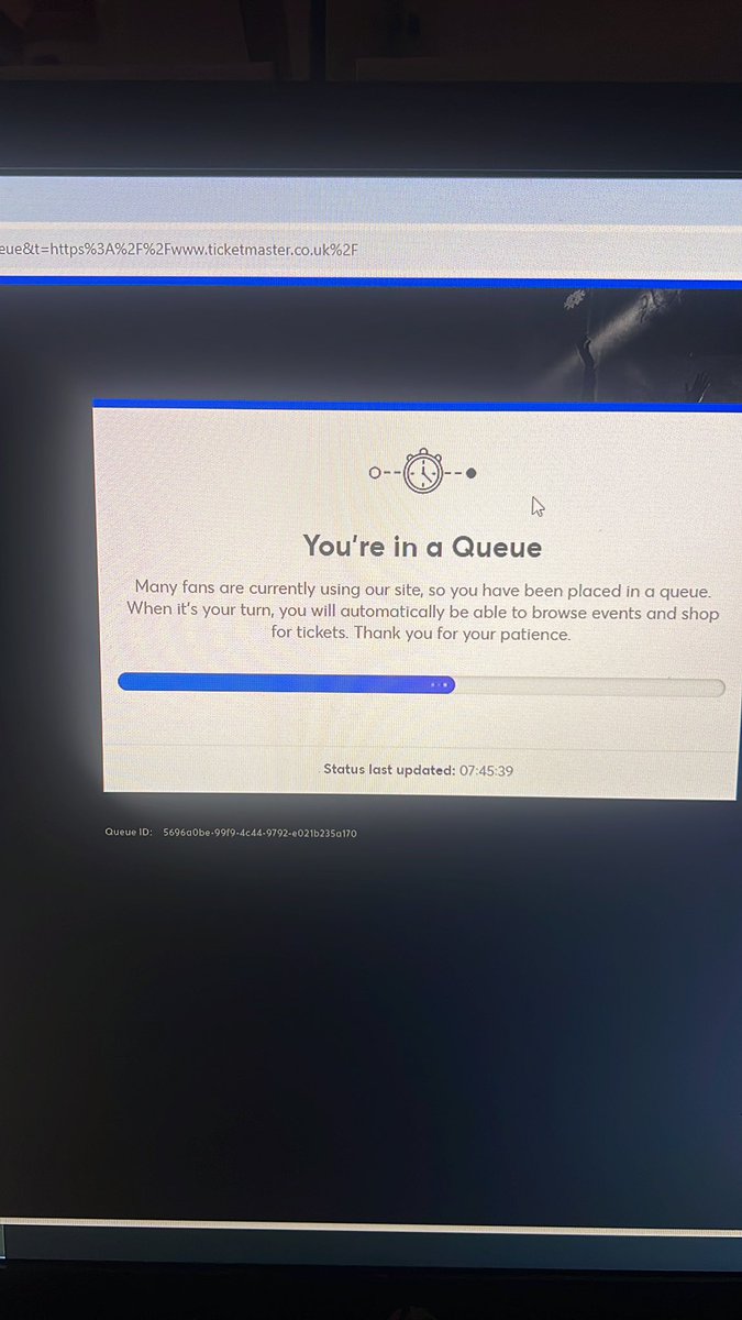 aquarising111's tweet photo. Ticketmaster being a big let down, once again lol.

Queue to even get on the website? So I can join a queue for the waiting room? 🤣 

Chances of me getting Oasis tickets for Edinburgh looking very slim https://t.co/HxqHIp08xl
