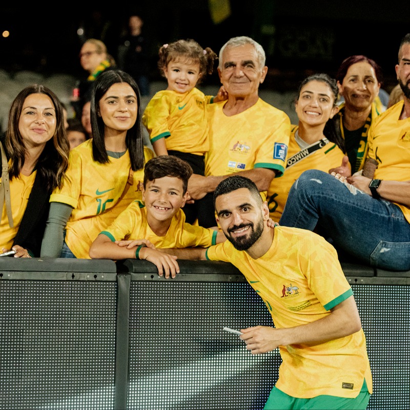 Socceroos's tweet photo. To celebrate Father's Day, we caught up with @CamBurgess95, @AzizBehich, and Mathew Leckie to hear about the impact their dads have had on their lives 🙌

#Socceroos
