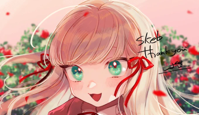 skeb納品しました!納品が遅くなり申し訳ありません元気いっぱいなキャラクターさんを描かせていただきました