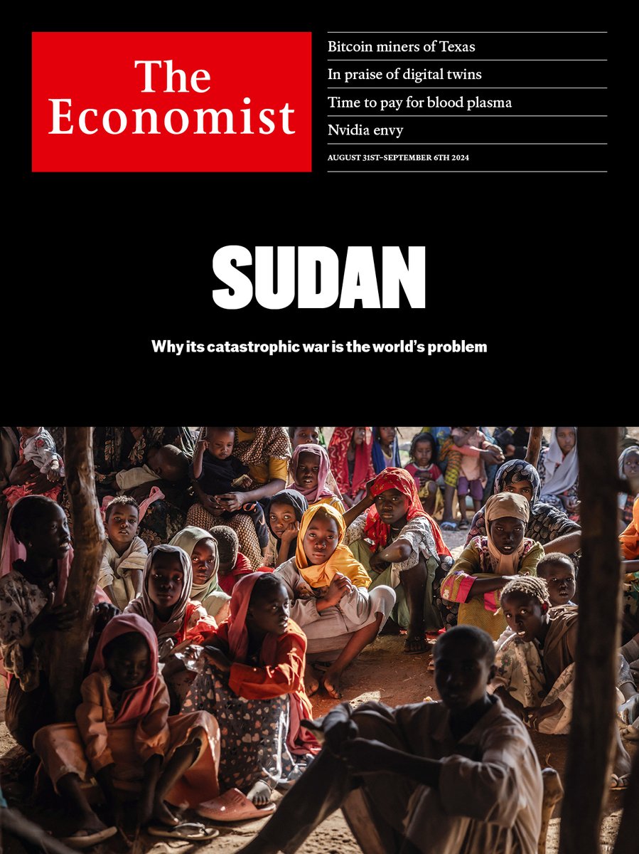 TheEconomist's tweet photo. The war in Sudan has received a fraction of the attention given to Gaza and Ukraine. Yet it threatens to be deadlier than either conflict. It is possible to save millions of lives, if the world acts now https://t.co/M5nS04J7Cv https://t.co/zSTh3sRL4Z
