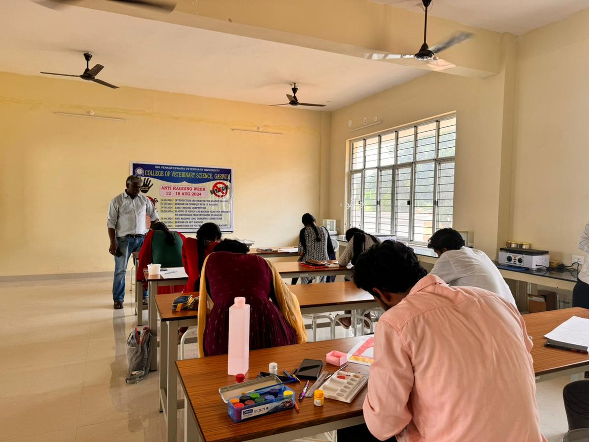 svvetvarsity's tweet photo. Anti-Ragging Week conducted from 12th to 18th August 2024 at CVSc, Garividi. Various activities like Orientation Programme;  Essay Competition; Screening of Anti-Ragging Videos and Short Films; Anti-Ragging Logo Designing Competition; Poster Making Competition were organized https://t.co/cQRBN3dTug