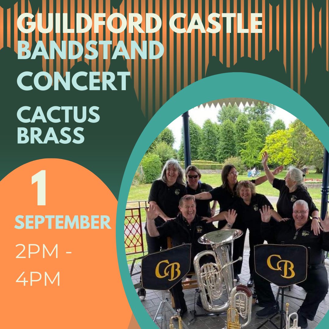Cactus Brass are performing a FREE concert at Guildford Castle Bandstand tomorrow, Sunday 1st September! 
Open to all, from 2pm - 4pm!
