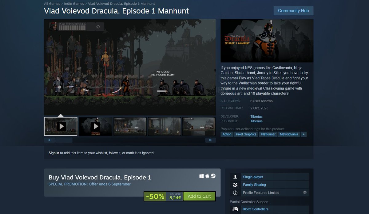 Episode 1 is 50% off on Steam. store.steampowered.com/app/1794430/Vl…

#pixelart #indiegame #castlevania #dracula
